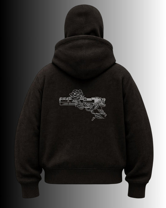 Samuray Kapüşonlu ZIP FLOWER GUN SweatShirt